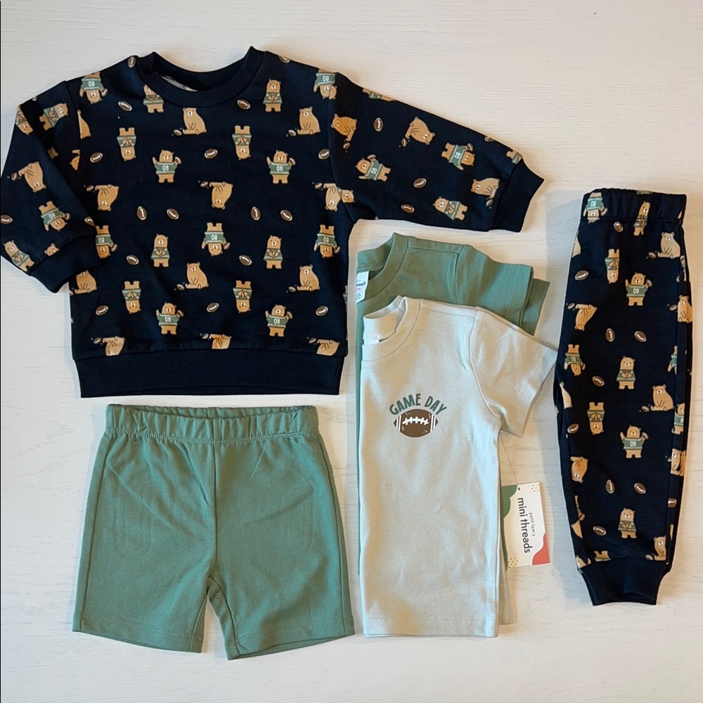 Petit Lem Baby Boy 5 Piece Football Bear Set 18 months